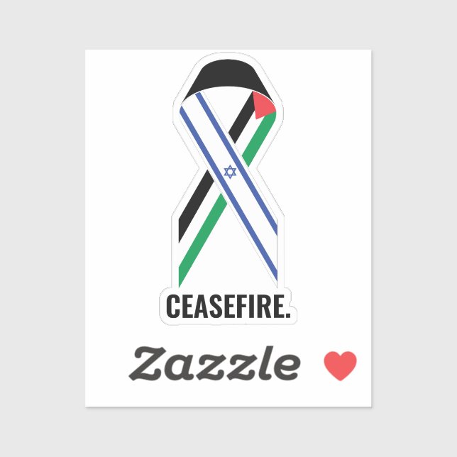 Ceasefire Israel and Palestine flags ribbon white (Sheet)