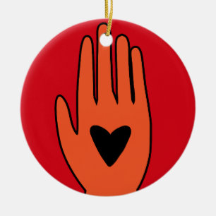 Ceasefire now hand Palestine graphic design  Ceramic Tree Decoration