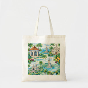 Cebu Tropical Island Watercolor Collage Tote Bag
