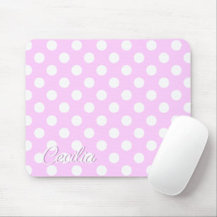 Cecilia - Name Template Soft Pastel Pink And White Mouse Pad