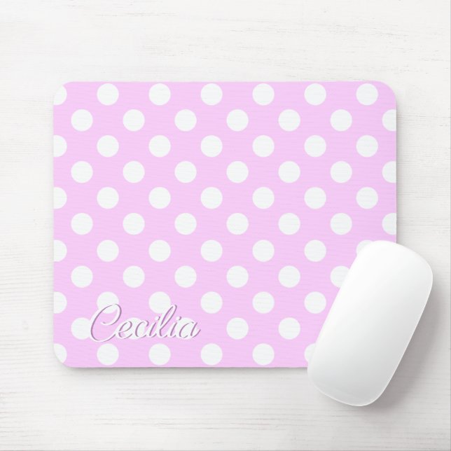 Cecilia - Name Template Soft Pastel Pink And White Mouse Pad (With Mouse)