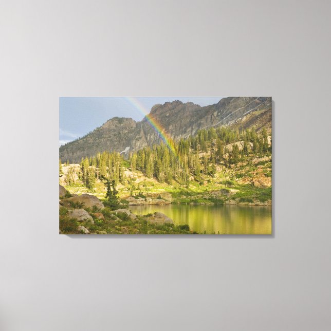 Cecret Lake with rainbow over Devil's Castle, Canvas Print (Front)