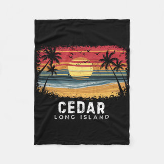 Cedar Beach Long Island Surfboard Beach Fleece Blanket