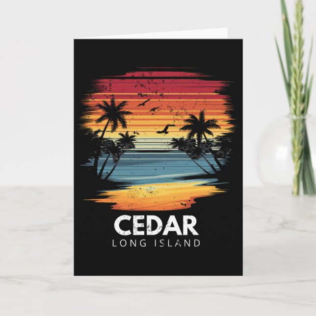 Cedar Beach Long Island Surfboard Surfing Vintage  Card (Front)