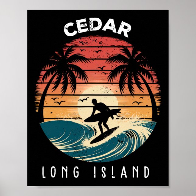 Cedar Beach Long Island Surfboard Waves Beach  Poster (Front)