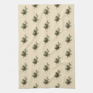Cedar Bird, Cedar Waxwing Audubon Birds of America Tea Towel