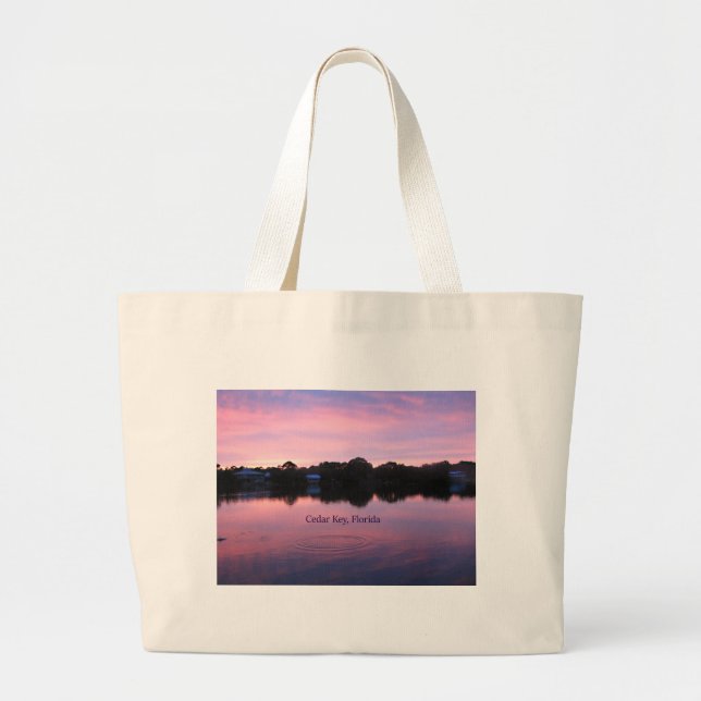 Cedar Key Florida Sunset Large Tote Bag (Front)