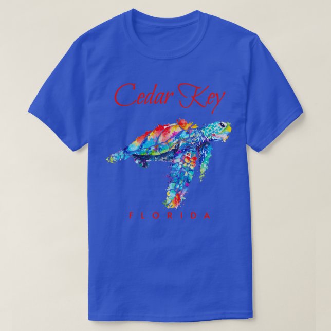 Cedar Key Florida Watercolor Sea Turtle T-Shirt (Design Front)
