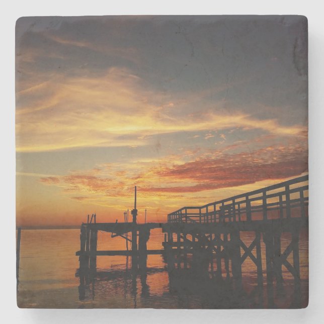 Cedar Key Sunset 9 Stone Coaster (Front)
