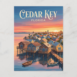 Cedar Key Waterfront USA Postcard