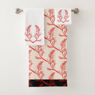 Cedar Leaves on a Bathroom Towel Set