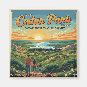 Cedar Park, Texas Vintage Travel Poster Magnet