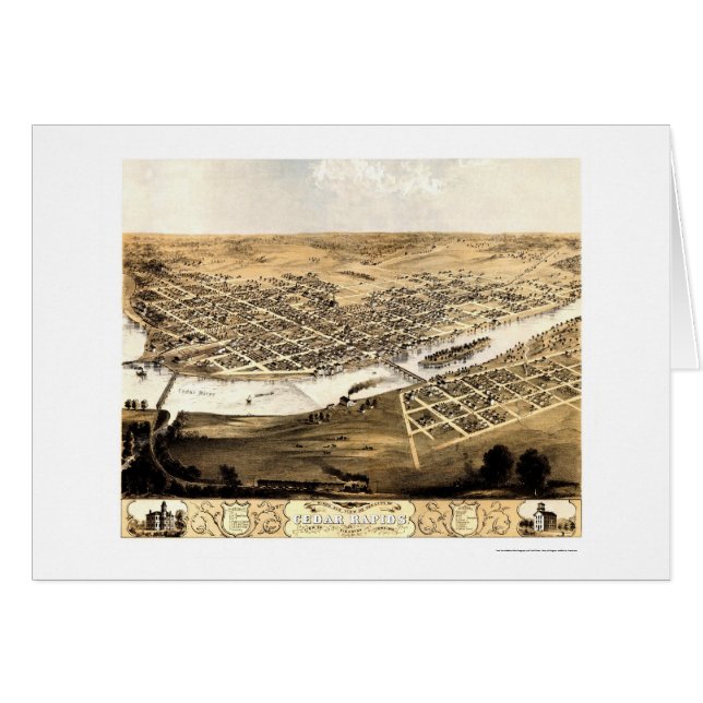 Cedar Rapids, IA Panoramic Map - 1868 (Front Horizontal)