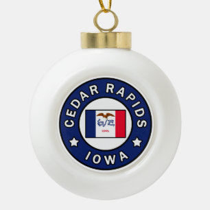 Cedar Rapids Iowa Ceramic Ball Christmas Ornament