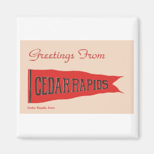 Cedar Rapids Iowa - Greetings - Retro Vintage Art Magnet