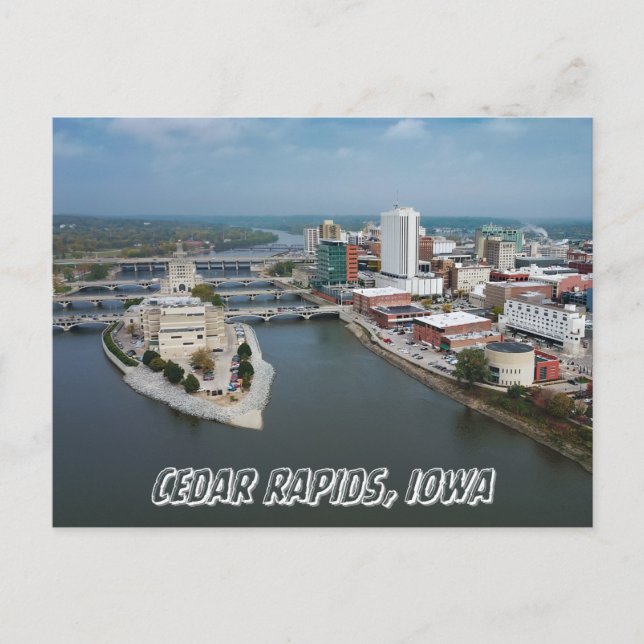 Cedar Rapids Iowa River Postcard (Front)
