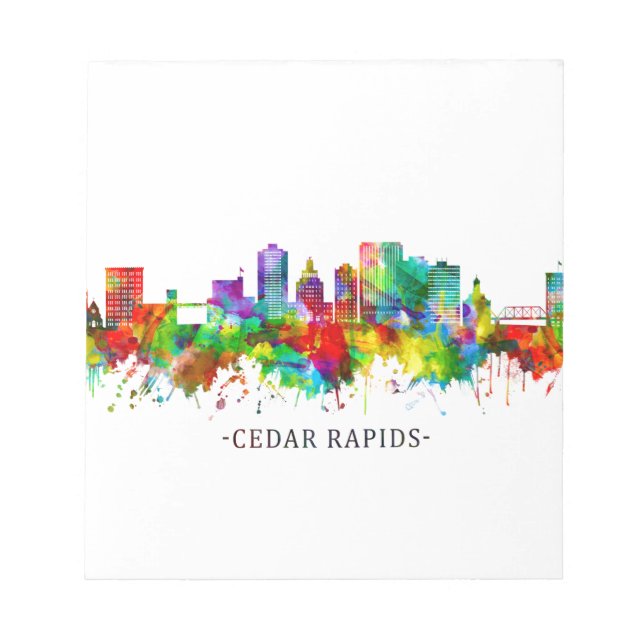 Cedar Rapids Iowa Skyline Notepad (Front)