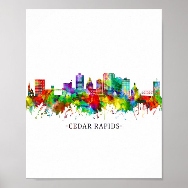 Cedar Rapids Iowa Skyline Poster (Front)