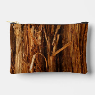 Cedar Textured Wooden Bark Look Accessory Pouch