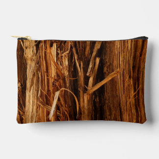 Cedar Textured Wooden Bark Look Accessory Pouch