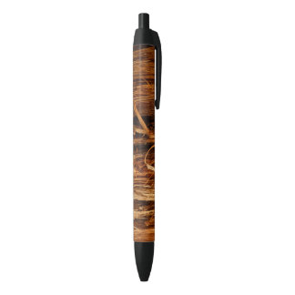 Cedar Textured Wooden Bark Look Black Ink Pen