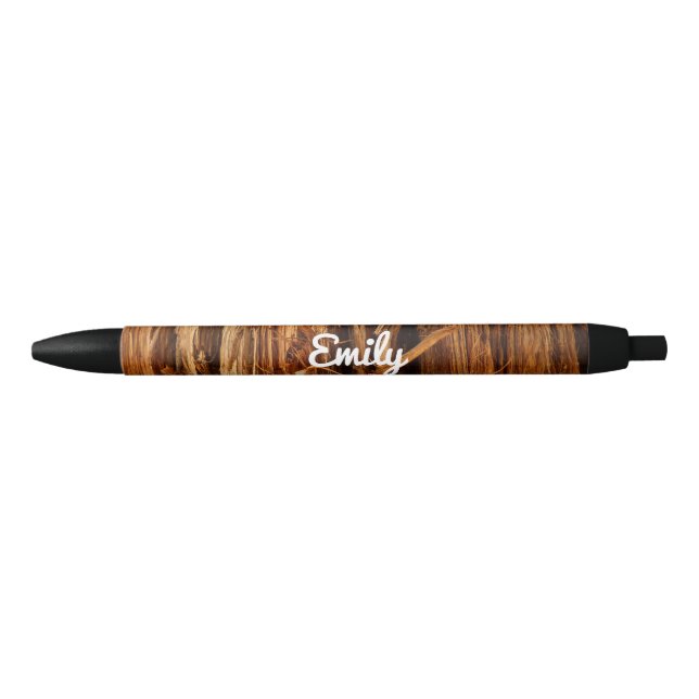 Cedar Textured Wooden Bark Look Black Ink Pen (Front)