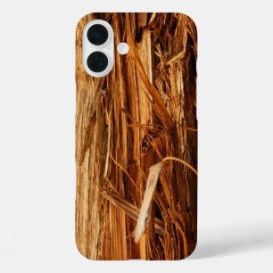 Cedar Textured Wooden Bark Look iPhone 16 Plus Case