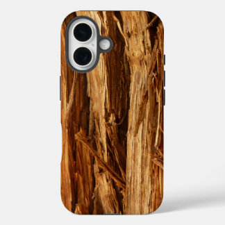 Cedar Textured Wooden Bark Look iPhone 16 Case