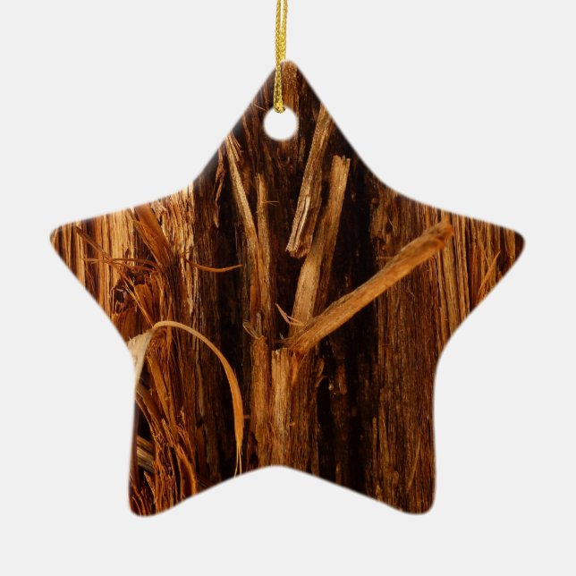 Cedar Textured Wooden Bark Look Ceramic Tree Decoration (Front)