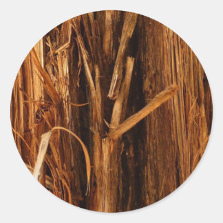Cedar Textured Wooden Bark Look Classic Round Sticker