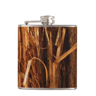 Cedar Textured Wooden Bark Look Hip Flask