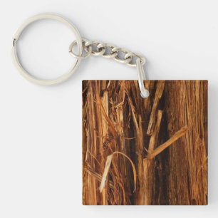 Cedar Textured Wooden Bark Look Key Ring