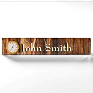 Cedar Textured Wooden Bark Look Nameplate