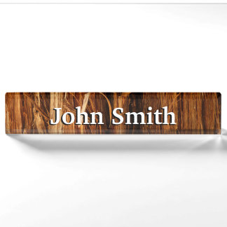 Cedar Textured Wooden Bark Look Nameplate