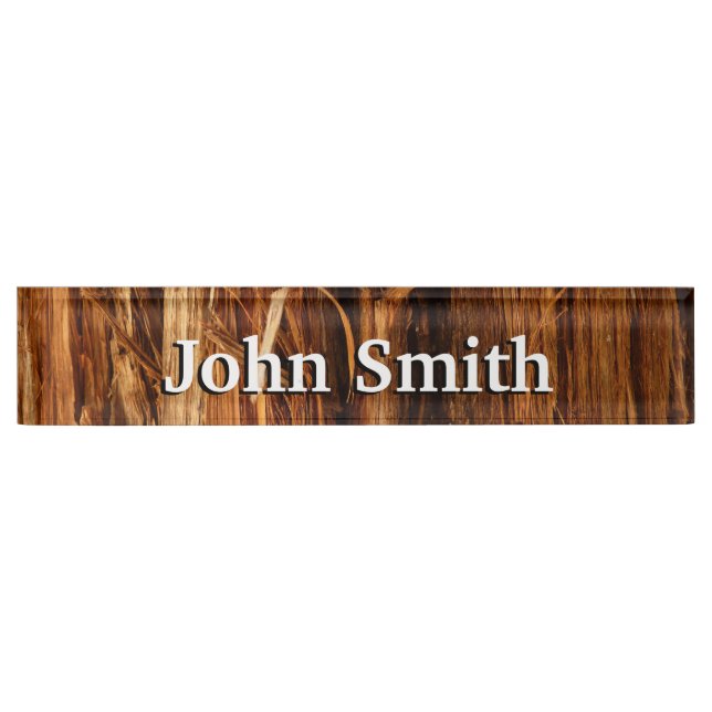 Cedar Textured Wooden Bark Look Nameplate (Front)