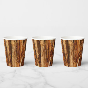 Cedar Textured Wooden Bark Look Paper Cups