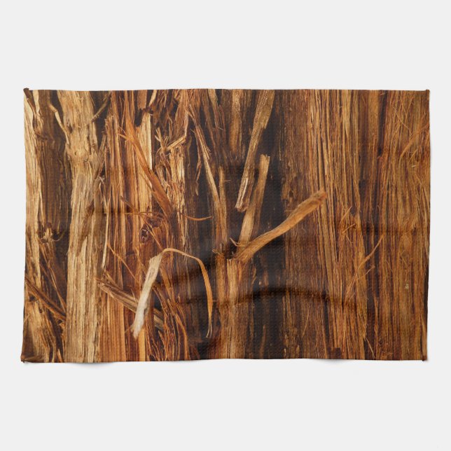 Cedar Textured Wooden Bark Look Tea Towel (Horizontal)