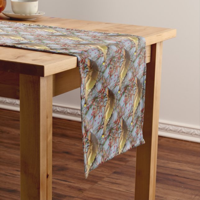 Cedar Waxwing Bird Animal Pattern Short Table Runner (In Situ)