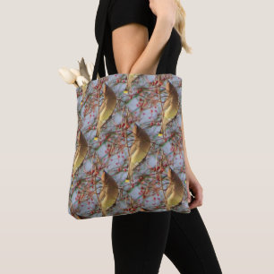 Cedar Waxwing Bird Animal Pattern Tote Bag
