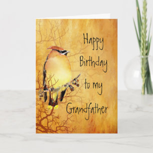 Cedar Waxwing Bird Grandfather Birthday Card