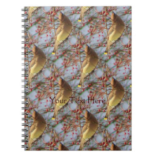 Cedar Waxwing Bird Nature Art Pattern Spiral Notebook