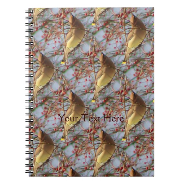Cedar Waxwing Bird Nature Art Pattern Spiral Notebook (Front)