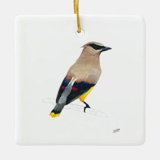 Cedar Waxwing Ceramic Ornament
