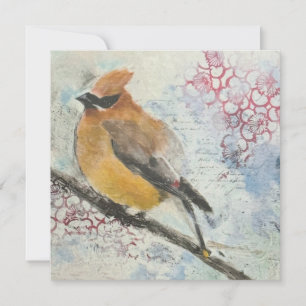 Cedar Waxwing Holiday Card