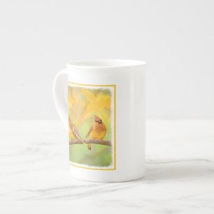 Cedar Waxwing Painting - Cute Original Dog Art Bone China Mug