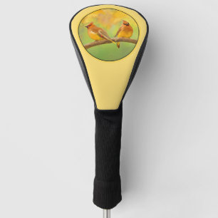 Cedar Waxwing Painting - Cute Original Dog Art Golf Head Cover