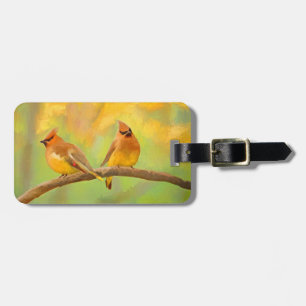 Cedar Waxwing Painting - Cute Original Dog Art Luggage Tag