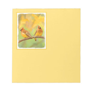 Cedar Waxwing Painting - Cute Original Dog Art Notepad