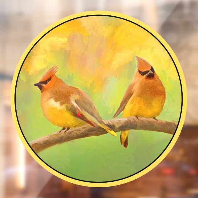 Cedar Waxwing Painting - Cute Original Wild Bird A (Sheet 2)