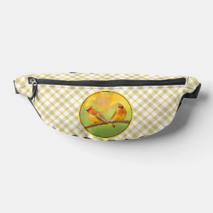Cedar Waxwing Pair Painting Original Wild Bird Art Bum Bags
